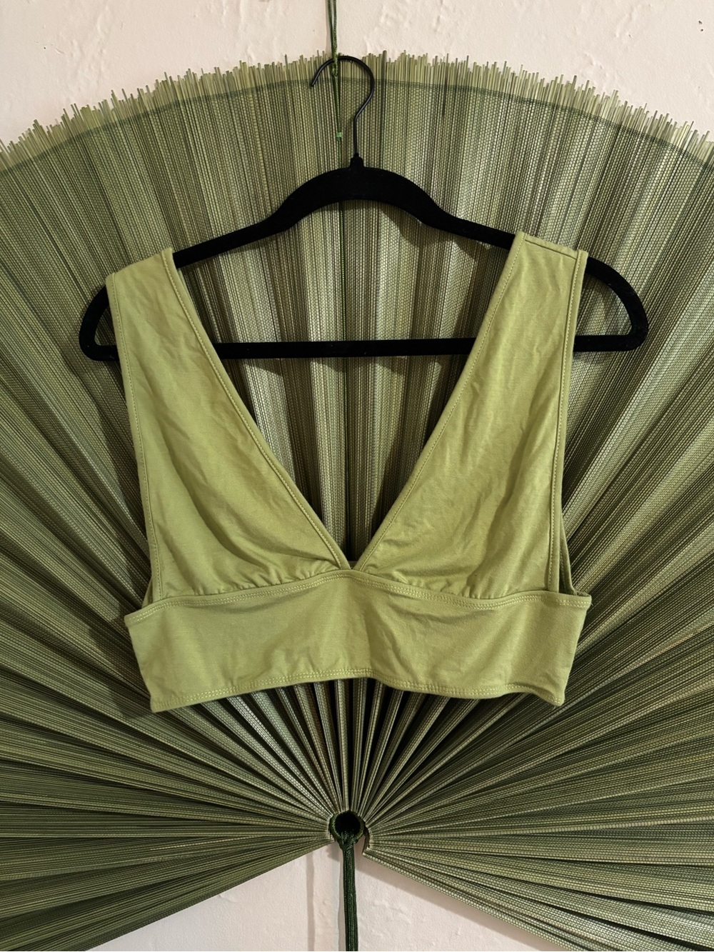 Light Green V-Neck Crop Top